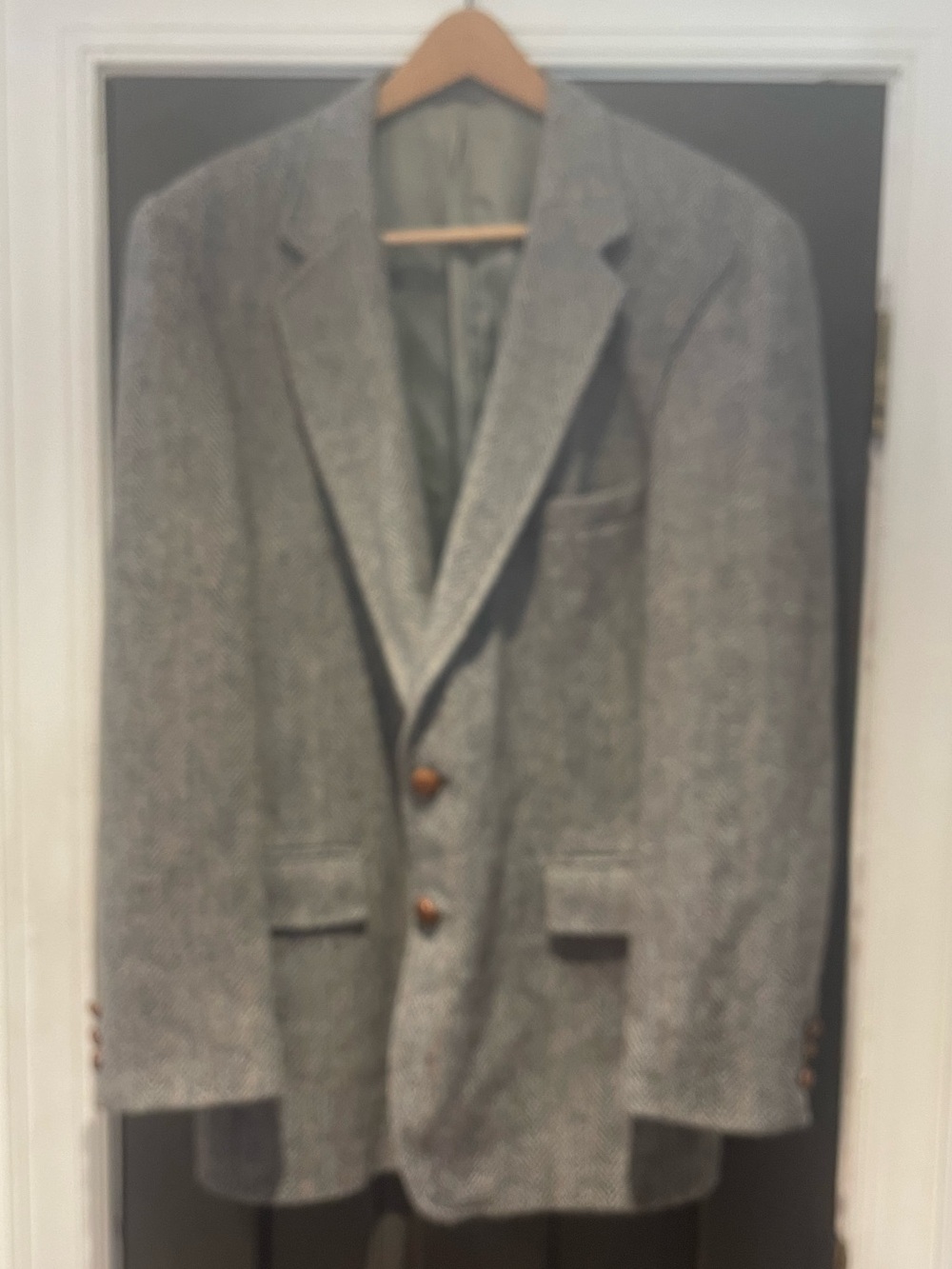 Classic Men's Gray green Herringbone tweed wool Blazer